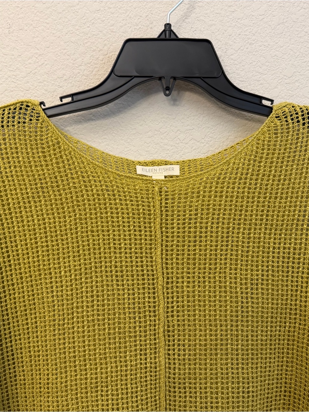 Eileen Fisher Mustard Open-Knit Raglan Boxy Sweater PL - Picture 3 of 9